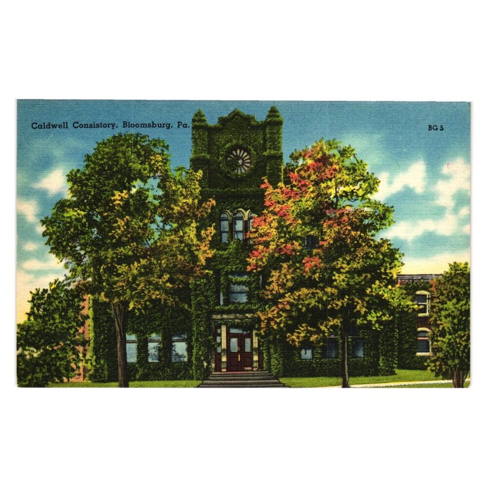 Vintage Caldwell Consistory Bloomsburg PA Postcard Linen Finish 1940s Catholic